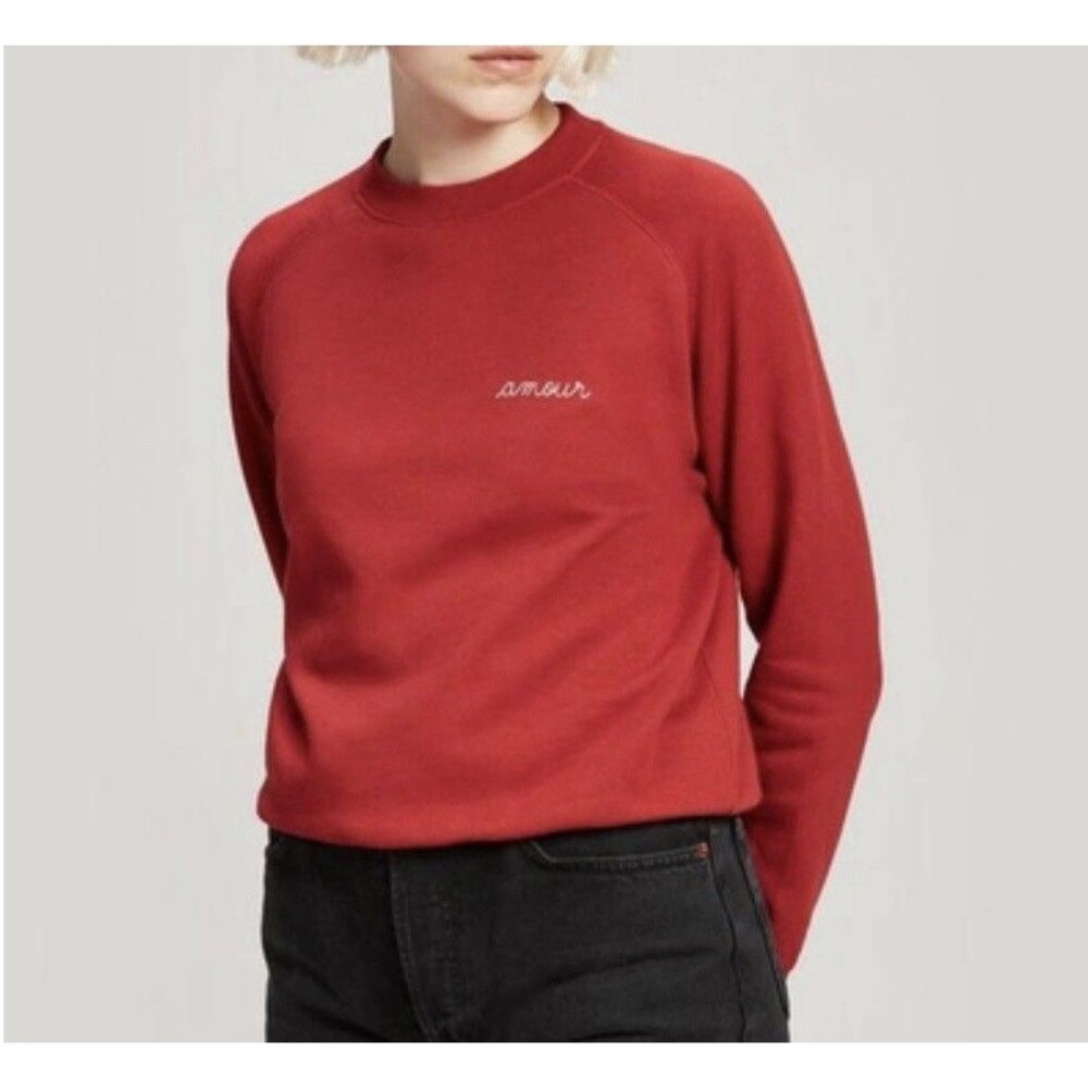 Maison Labiche Heartbreaker Embroidered Cotton Sweatshirt S Poppy Red